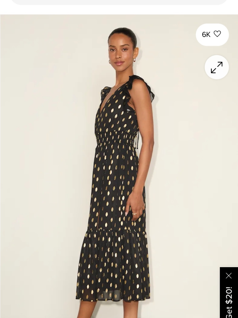 Lulu’s Black and Gold Polka Dot Midi Dress